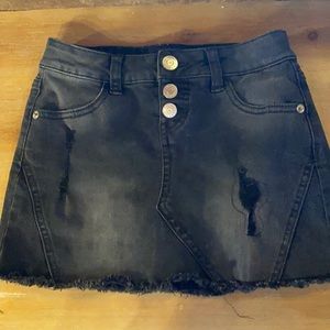 Girls Black distressed Justice denim skort
